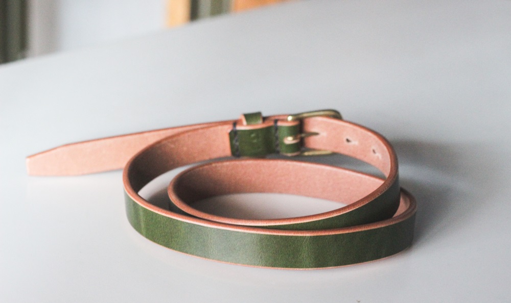 【minca】細幅20mmベルト/36インチ  栃木レザーの希少な「ハーネスレザー」使用の贅沢な1枚革のレザーベルト/オリーブ/HL-B04/OLIVE【小物 ファッション 人気 おすすめ 】