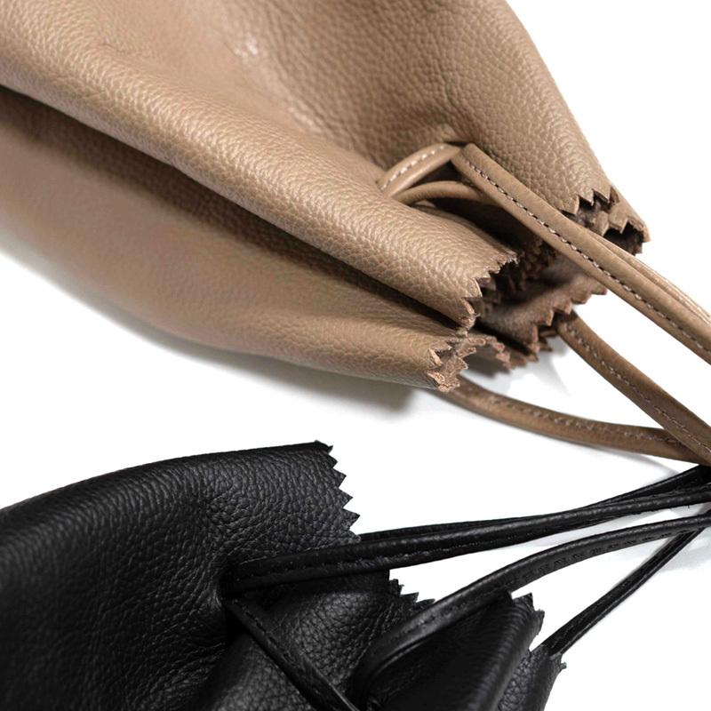 【レザー巾着】Drawstring bag カラー：Greige【かばん ファッション 人気 おすすめ 】