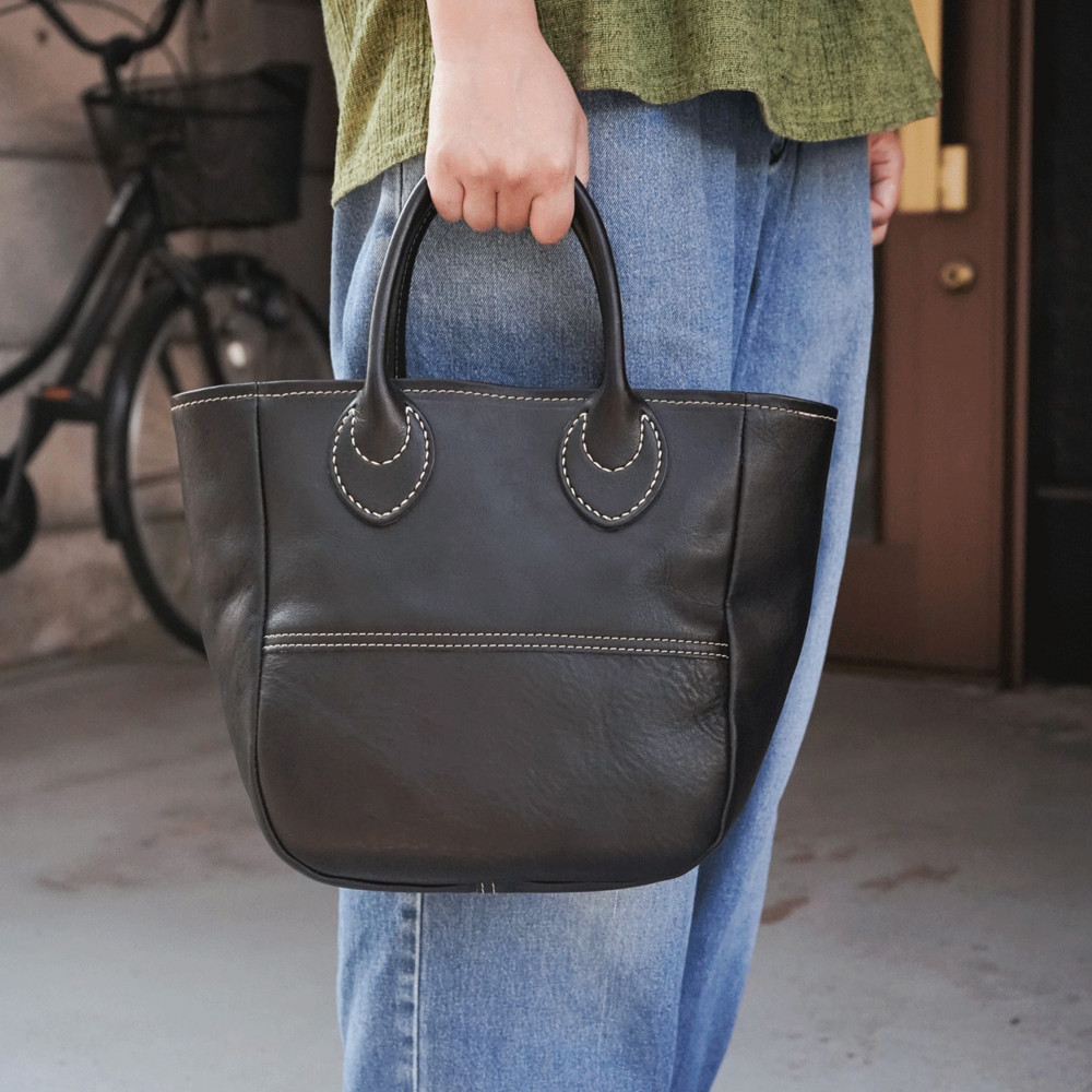 栃木レザー使用｜ソフトな手触り 本革 小さめトートバッグ｜Tote bag 03 S｜レッド｜minca（全6色）