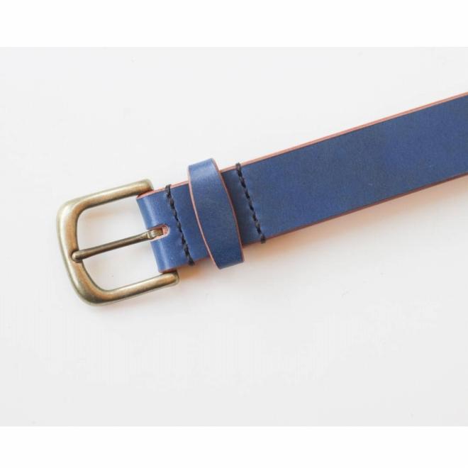 【minca】幅35mmベルト/32インチ  栃木レザーの希少な「ハーネスレザー」使用の贅沢な1枚革のレザーベルト/ブルー/HL-B02/BLUE/minca　563【小物 ファッション 人気 おすすめ 】