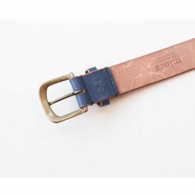 【minca】幅35mmベルト/32インチ  栃木レザーの希少な「ハーネスレザー」使用の贅沢な1枚革のレザーベルト/ブルー/HL-B02/BLUE/minca　563【小物 ファッション 人気 おすすめ 】
