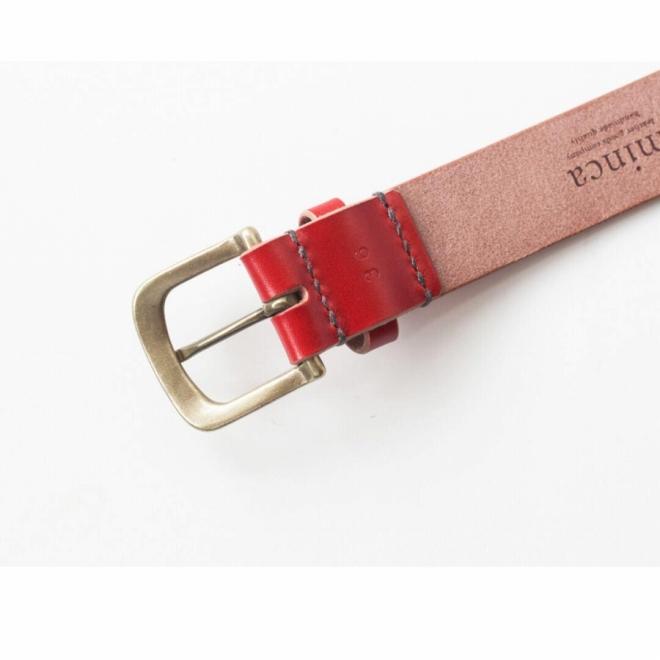 【minca】幅35mmベルト/32インチ  栃木レザーの希少な「ハーネスレザー」使用の贅沢な1枚革のレザーベルト/レッド/HL-B02/RED/minca　567【小物 ファッション 人気 おすすめ 】