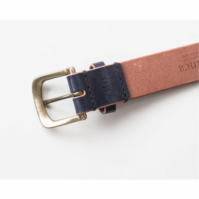 【minca】幅35mmベルト/32インチ  栃木レザーの希少な「ハーネスレザー」使用の贅沢な1枚革のレザーベルト/ネイビー/HL-B02/NAVY/minca　575【小物 ファッション 人気 おすすめ 】