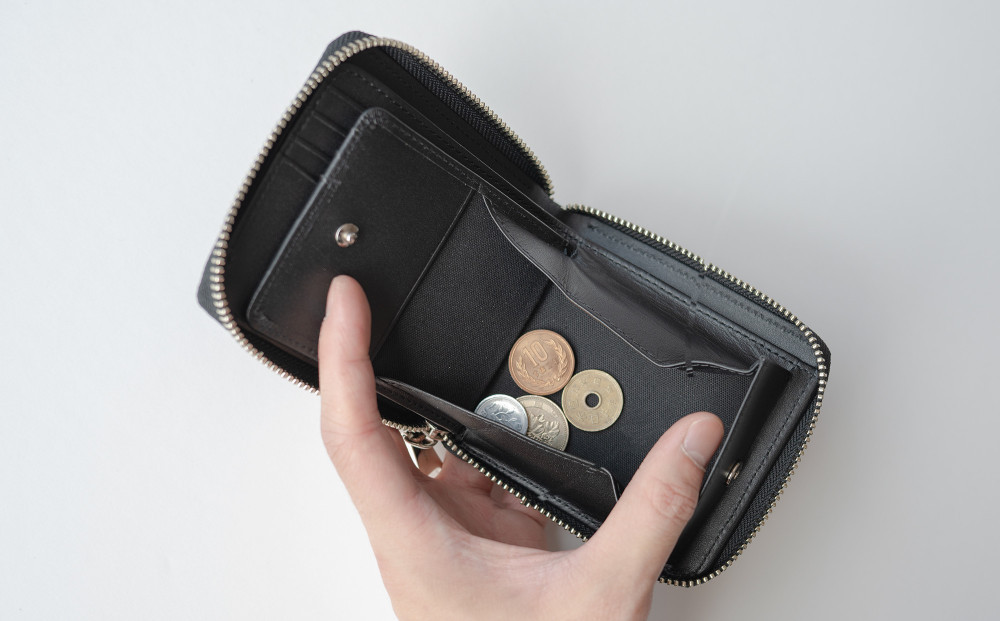 チマブエ　栃木レザー　ラウンドファスナー二つ折り財布　【黒】【雑貨 ファッション 人気 おすすめ 】