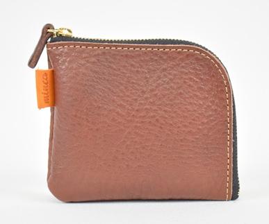 栃木レザー使用｜やわらか本革Lジップミニ財布｜Lzip wallet small 02｜チョコ｜minca（全6色）