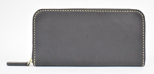 栃木レザー使用｜滑らか本革Lジップ長財布｜Round zip wallet 01｜ブラック｜minca（全7色）