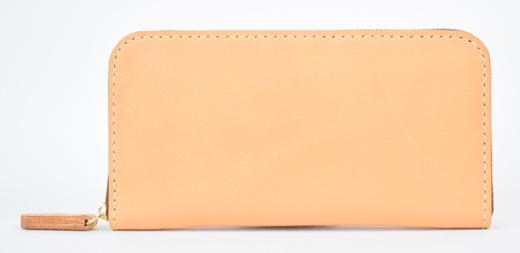 栃木レザー使用｜やわらか本革Lジップ長財布｜Round zip wallet 02｜タン｜minca（全6色）