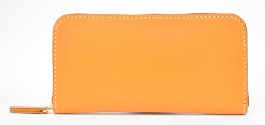 栃木レザー使用｜やわらか本革Lジップ長財布｜Round zip wallet 02｜キャメル｜minca（全6色）