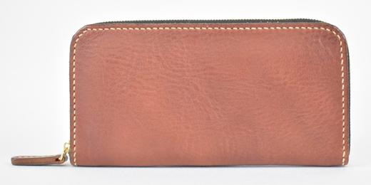 栃木レザー使用｜やわらか本革Lジップ長財布｜Round zip wallet 02｜チョコ｜minca（全6色）
