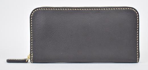 栃木レザー使用｜やわらか本革Lジップ長財布｜Round zip wallet 02｜ブラック｜minca（全6色）