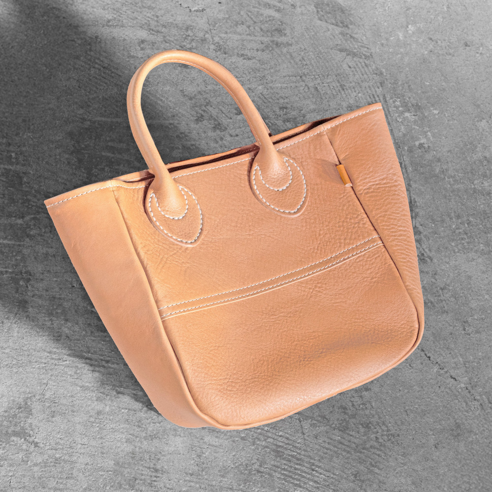 栃木レザー使用｜ソフトな手触り 本革 小さめトートバッグ｜Tote bag 03 S｜タン｜minca（全6色）