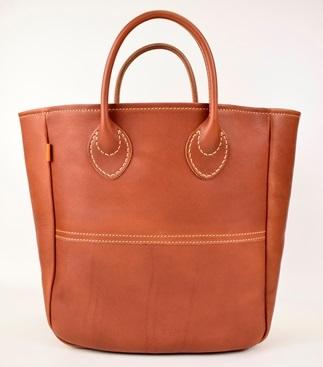 栃木レザー使用｜ソフトな手触り 本革 小さめトートバッグ｜Tote bag 03 M｜チョコ｜minca（全6色）