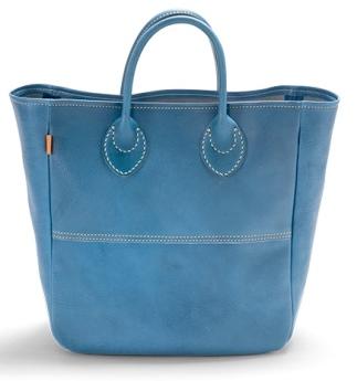 栃木レザー使用｜ソフトな手触り 本革 A4対応トートバッグ｜Tote bag 03 M｜ブルー｜minca（全6色）