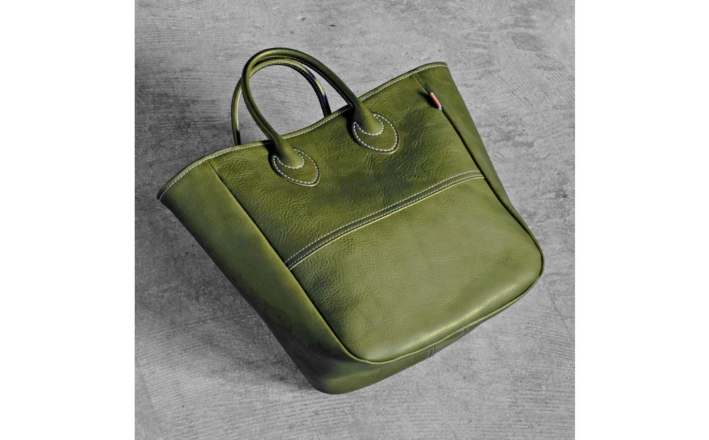 栃木レザー使用｜ソフトな手触り 本革 A4対応トートバッグ｜Tote bag 03 M｜オリーブ｜minca（全7色）