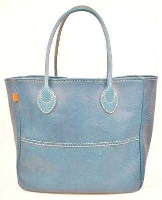 栃木レザー使用｜ソフトな手触り 本革 A4も入る大容量 本革トートバッグ｜Tote bag 03 L｜ブルー｜minca（全6色）