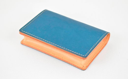 【全7色】栃木レザーの名刺入れ 約50枚収納 ポケット4つ Card holder 02/ブルー/minca　416【雑貨 ファッション 人気 おすすめ 】