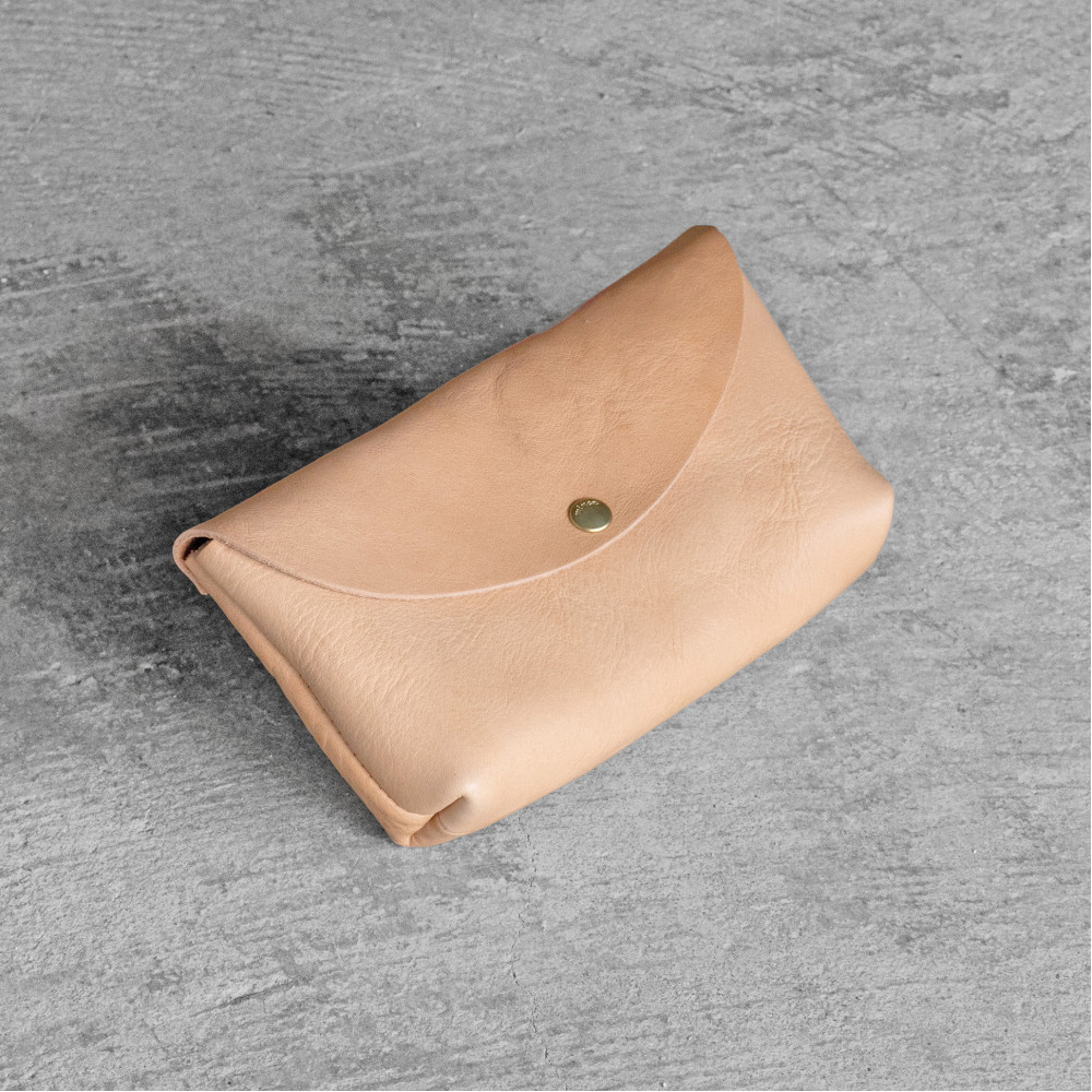 栃木レザー使用｜やわらか本革ポーチ｜Pouch 02 M｜タン｜minca（全7色）