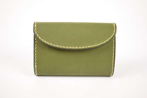 【minca】栃木レザーの三つ折り財布 ミドルサイズ ハンドステッチ滑らかな手触り/Middle wallet 01/オリーブ　518【雑貨 ファッション 人気 おすすめ 】