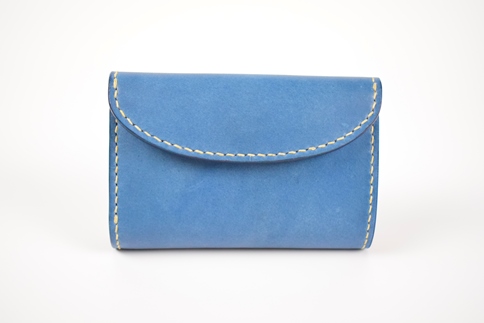 【minca】栃木レザーの三つ折り財布 ミドルサイズ ハンドステッチ滑らかな手触り/Middle wallet 01/ブルー　518【雑貨 ファッション 人気 おすすめ 】