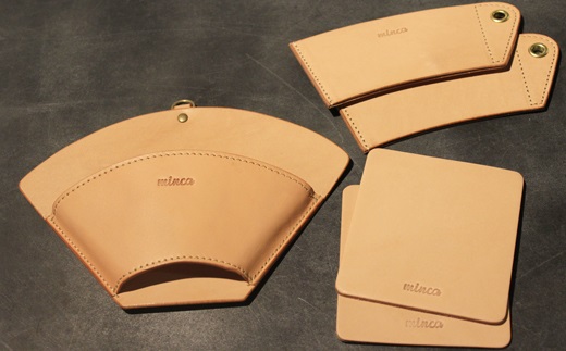 【minca】栃木レザーのカフェグッズ3アイテム5点セット 自宅、オフィス、キャンプシーンでのカフェタイムに/タン(生成)　678【日用品 人気 おすすめ 】