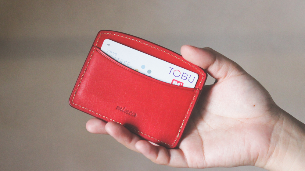 【minca】栃木レザーのヨコ型パスケース 定期入れ パスホルダー02/レッド　700【雑貨 日用品 人気 おすすめ 】