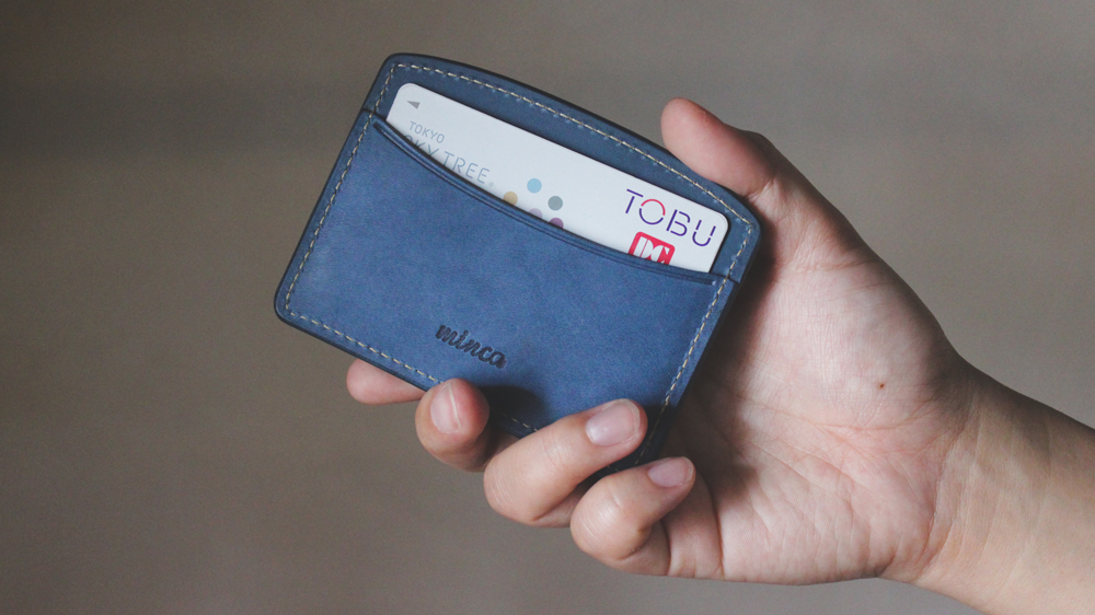 【minca】栃木レザーのヨコ型パスケース 定期入れ パスホルダー02/ブルー　700【雑貨 日用品 人気 おすすめ 】