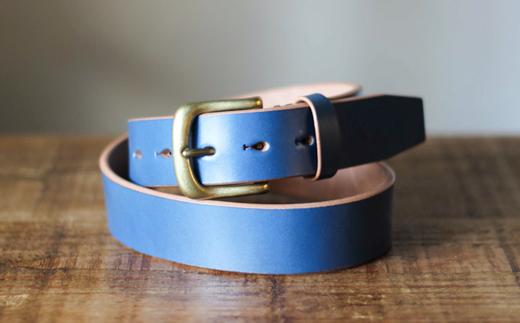 【minca】幅35mmベルト/32インチ  栃木レザーの希少な「ハーネスレザー」使用の贅沢な1枚革のレザーベルト/ブルー/HL-B02/BLUE/minca　563【小物 ファッション 人気 おすすめ 】