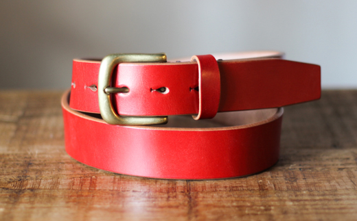 【minca】幅35mmベルト/38インチ  栃木レザーの希少な「ハーネスレザー」使用の贅沢な1枚革のレザーベルト/レッド/HL-B02/RED/minca　567【小物 ファッション 人気 おすすめ 】
