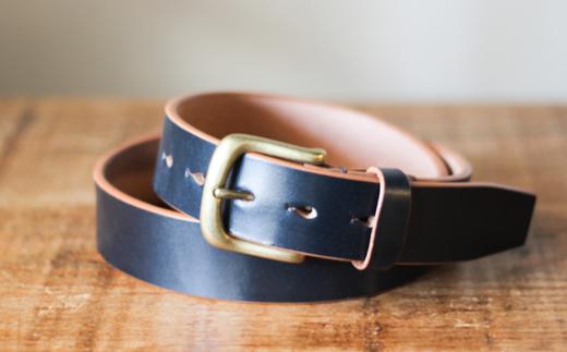 【minca】幅35mmベルト/32インチ  栃木レザーの希少な「ハーネスレザー」使用の贅沢な1枚革のレザーベルト/ネイビー/HL-B02/NAVY/minca　575【小物 ファッション 人気 おすすめ 】