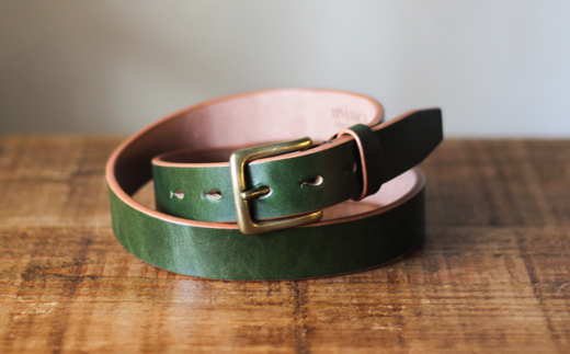 【minca】幅30mmベルト/36インチ  栃木レザーの希少な「ハーネスレザー」使用の贅沢な1枚革のレザーベルト/オリーブ/HL-B01/OLIVE/minca　600【小物 ファッション 人気 おすすめ 】