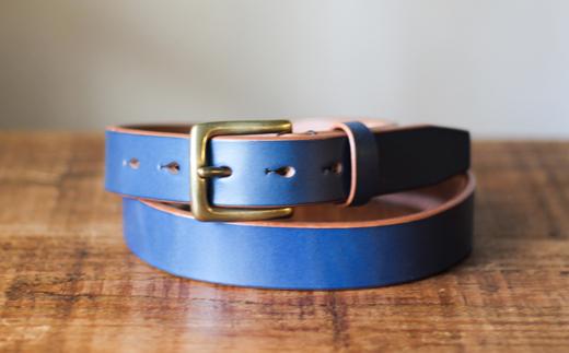 【minca】幅30mmベルト/32インチ  栃木レザーの希少な「ハーネスレザー」使用の贅沢な1枚革のレザーベルト/ブルー/HL-B01/BLUE　604【小物 ファッション 人気 おすすめ 】