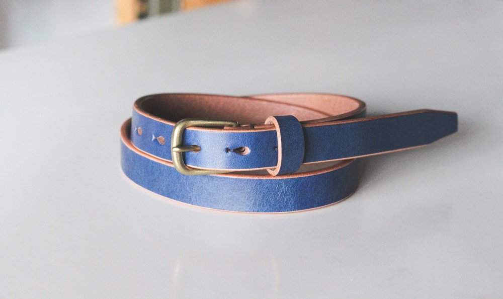 【minca】細幅20mmベルト/36インチ  栃木レザーの希少な「ハーネスレザー」使用の贅沢な1枚革のレザーベルト/ブルー/HL-B04/BLUE　729【小物 ファッション 人気 おすすめ 】