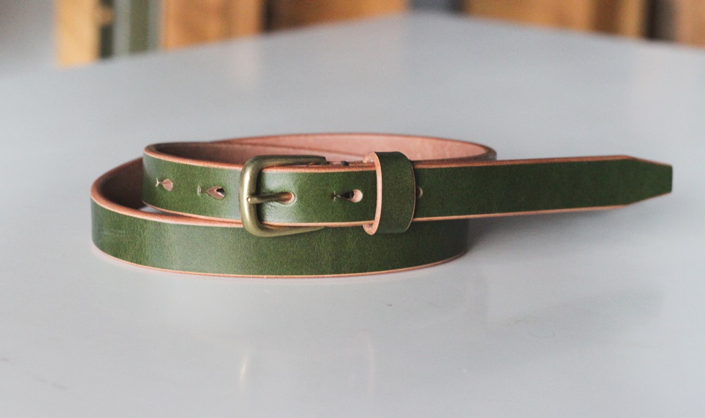 【minca】細幅20mmベルト/36インチ  栃木レザーの希少な「ハーネスレザー」使用の贅沢な1枚革のレザーベルト/オリーブ/HL-B04/OLIVE【小物 ファッション 人気 おすすめ 】