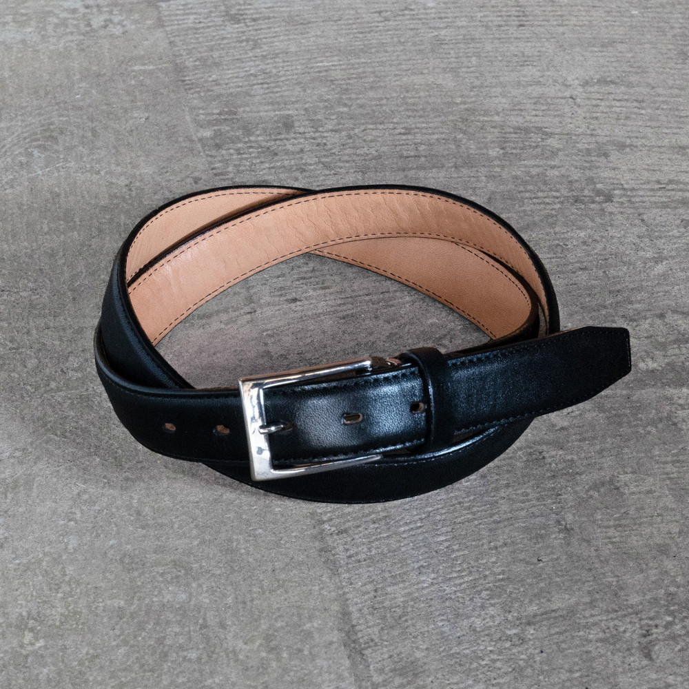 栃木レザー使用｜希少ハーネスレザーの贅沢ビジネスベルト｜Business belt｜ブラック｜minca（全3色）