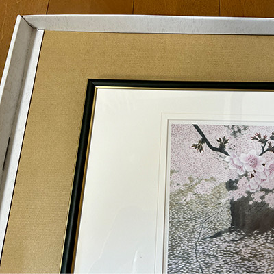 安藤勇寿「花びらの画用紙」額入画(大)