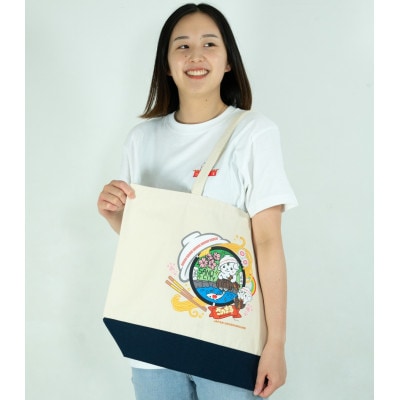 佐野市 マンホールトートバッグ(さのまる) Lサイズ ナチュラル/ネイビー