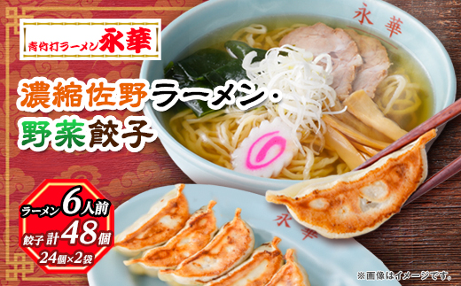 【佐野餃子(中)野菜餃子24個4人前】×2袋と【濃縮佐野ラーメン】6人前【配送不可地域：離島・沖縄県】