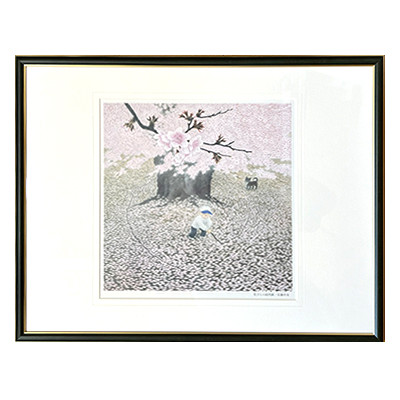 安藤勇寿「花びらの画用紙」額入画(大)