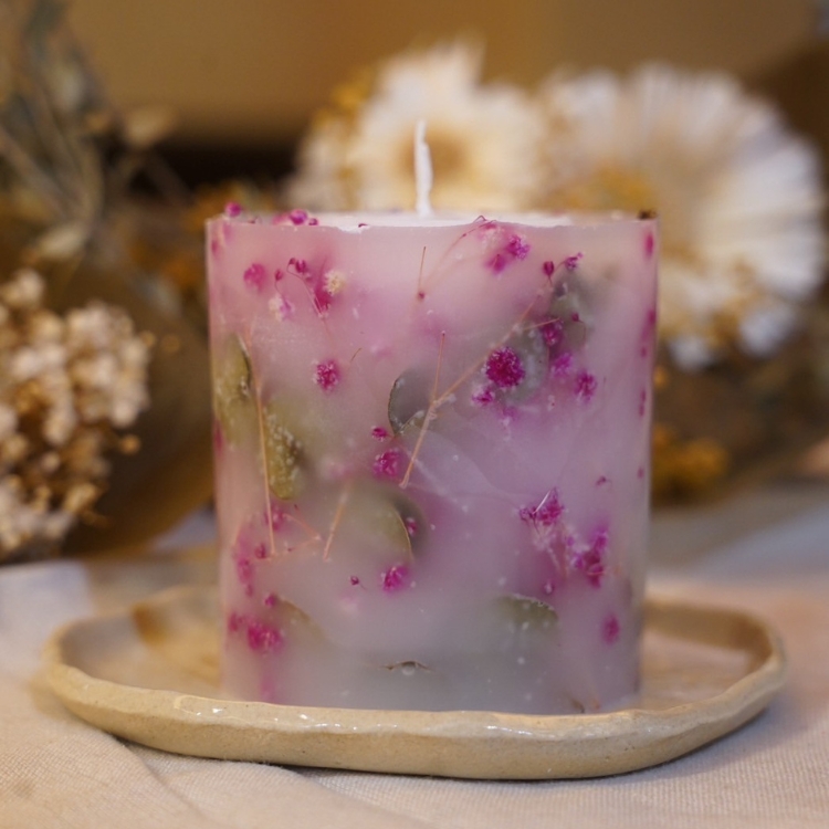 ボタニカルキャンドル ｜ ドライフラワー 花 ギフト 贈り物 かすみ草 癒し インテリア キャンドル 蝋燭 ろうそく 手作り ハンドメイド ナチュラルギフト