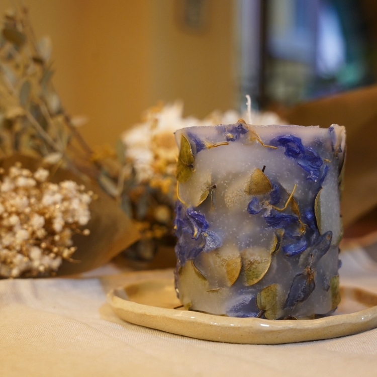 ボタニカルキャンドル ｜ ドライフラワー 花 ギフト 贈り物 かすみ草 癒し インテリア キャンドル 蝋燭 ろうそく 手作り ハンドメイド ナチュラルギフト