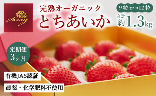 【定期便3ヶ月】完熟オーガニックとちあいか 9粒または12粒 ※2025年12月上旬～2026年4月下旬頃に順次発送予定