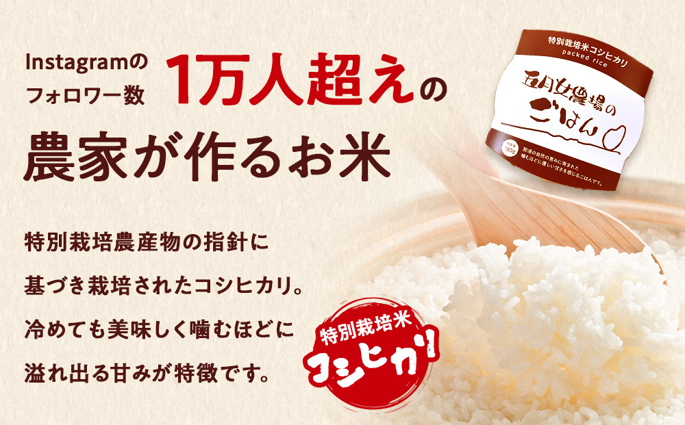 【6か月定期便】農家直送のパックごはん☆五月女農場のごはん（150ｇ×20個）
