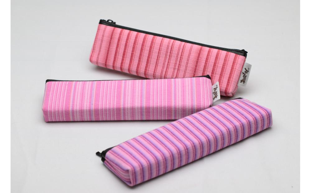 真岡木綿「ペンケース」（ピンク系） | 栃木県 伝統工芸品 織物 筆箱 ペンケース 手作り 贈答 贈り物 ギフト 文房具
