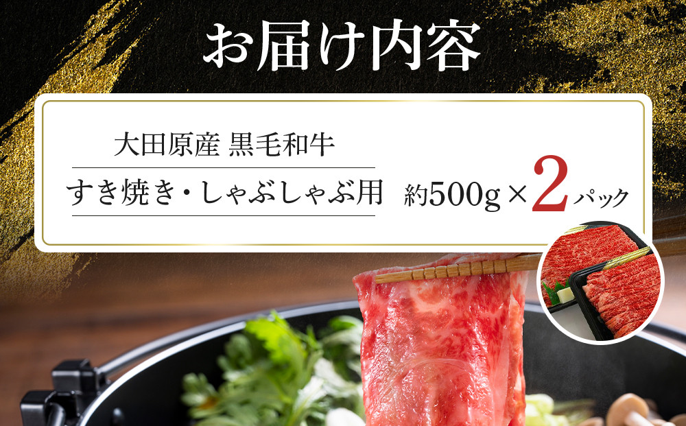 大田原産 黒毛和牛 肩 すき焼き・しゃぶしゃぶ用　500g×2