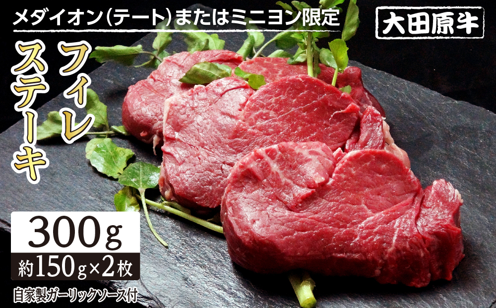 大田原牛 フィレ ステーキ【メダイオン（テート）またはミニヨン限定】 2枚セット | ブランド牛 和牛 牛肉 ヒレ 高級 ステーキ 300g