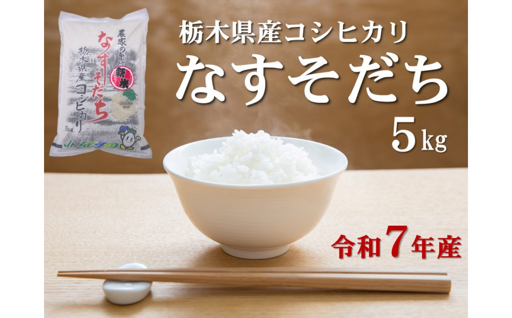 令和7年産 栃木県産コシヒカリ なすそだち 5kg JAなすの産地直送【大田原市・那須塩原市・那須町共通返礼品】