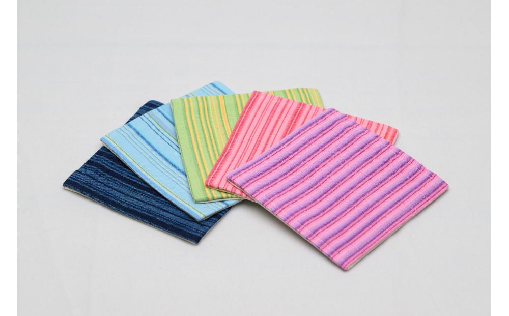 真岡木綿「コースター　5枚セット」| 栃木県 伝統工芸品 織物 ダイニング 手作り 贈答 贈り物 ギフト 小物 雑貨