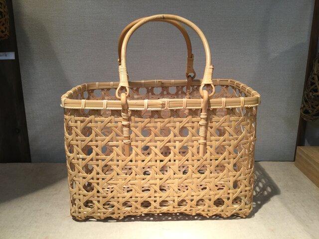 竹八つ目買い物かご大　２４ｃｍ×４０ｃｍ×２７ｃｍ　※受注生産につき、発送までに最大2ヶ月程かかる場合あり ｜ 竹工芸 伝統工芸品 日用品 雑貨 栃木県 大田原市