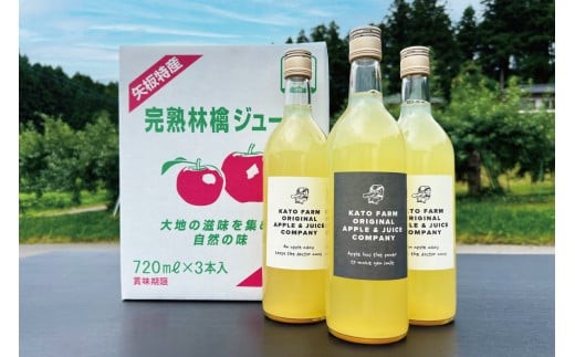 【定期便3回】栃木県矢板市産 樹上完熟100％りんごジュース 720ml×3本入  | 林檎 リンゴ 果汁100% 産地直送 (毎月お届け）   【定期便3回】  720ml×3本入