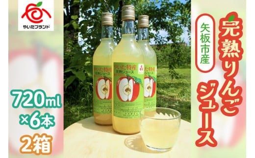 矢板市産 完熟りんごジュース《720ml×6本 2箱》｜林檎 リンゴ 果汁100% 産地直送   単品 720ml×6本入り2箱